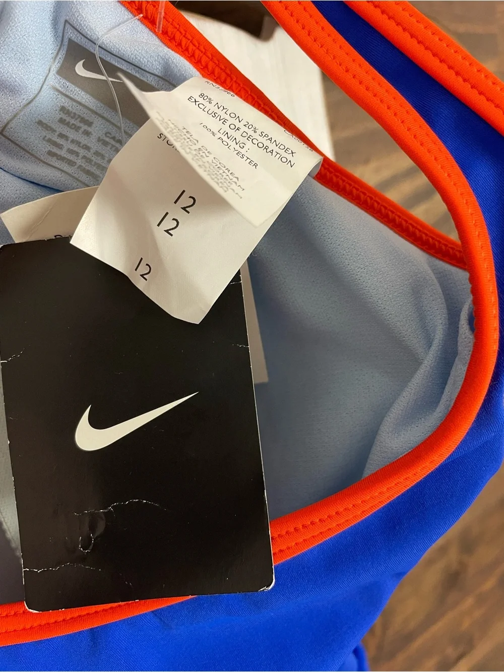 Nike | Open Back‎ Cutout Two-Tone Royal Blue One-Piece Swimsuit with Orange Trim